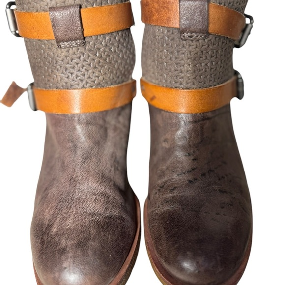 Sofft Baywood Ankle Boots Womens 7M Brown Tan Leather Buckle Moto Straps Zip Up - Picture 7 of 16
